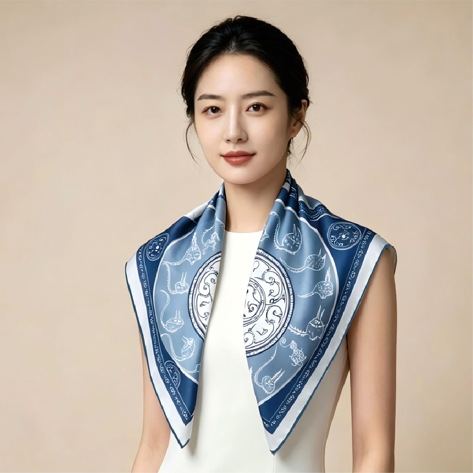Mawangdui Lucky Cat Cloud Silk Scarf