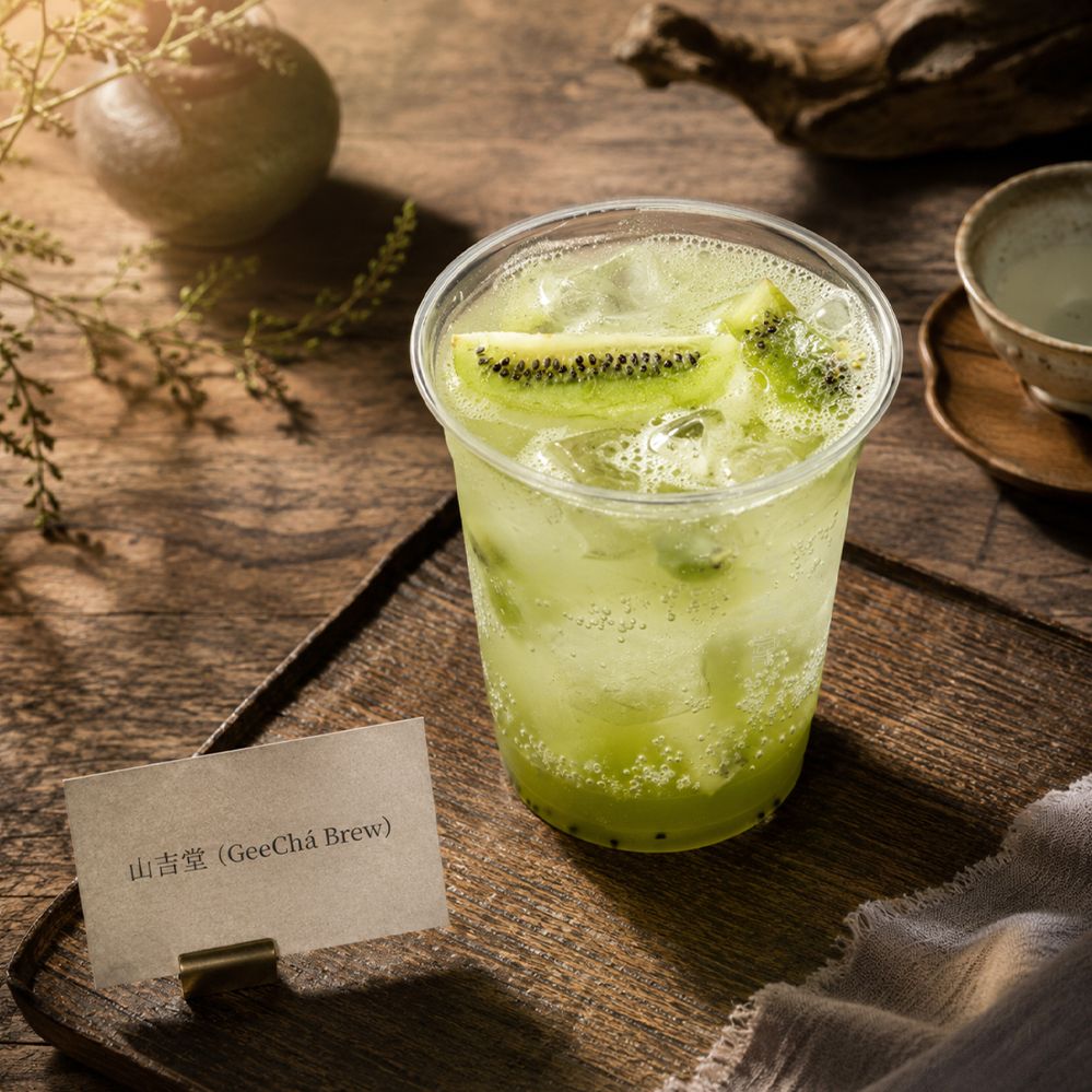 Wheatgrass Kiwi Iced Tea