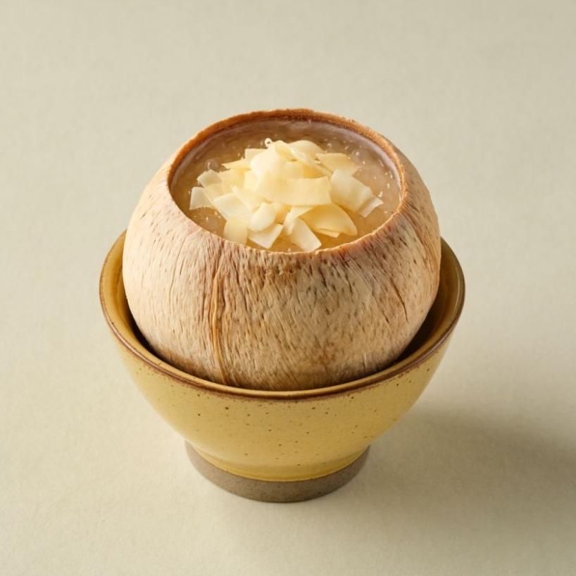 Coconut Jelly with Sago and Milk