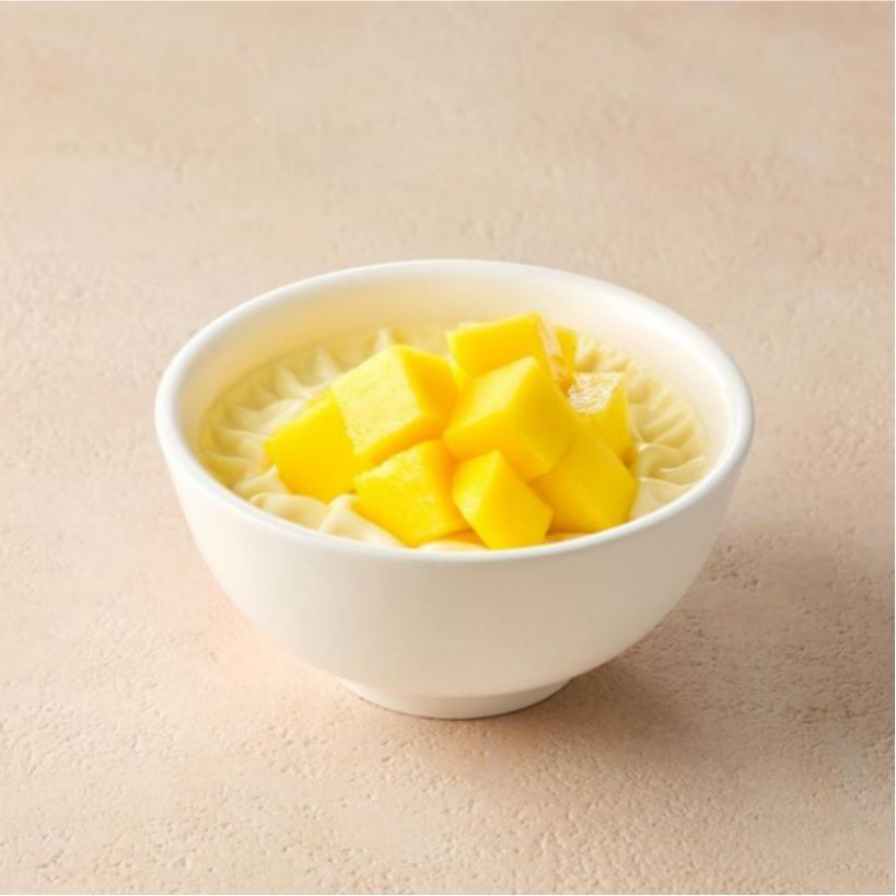 Milk Custard with Fresh Mango