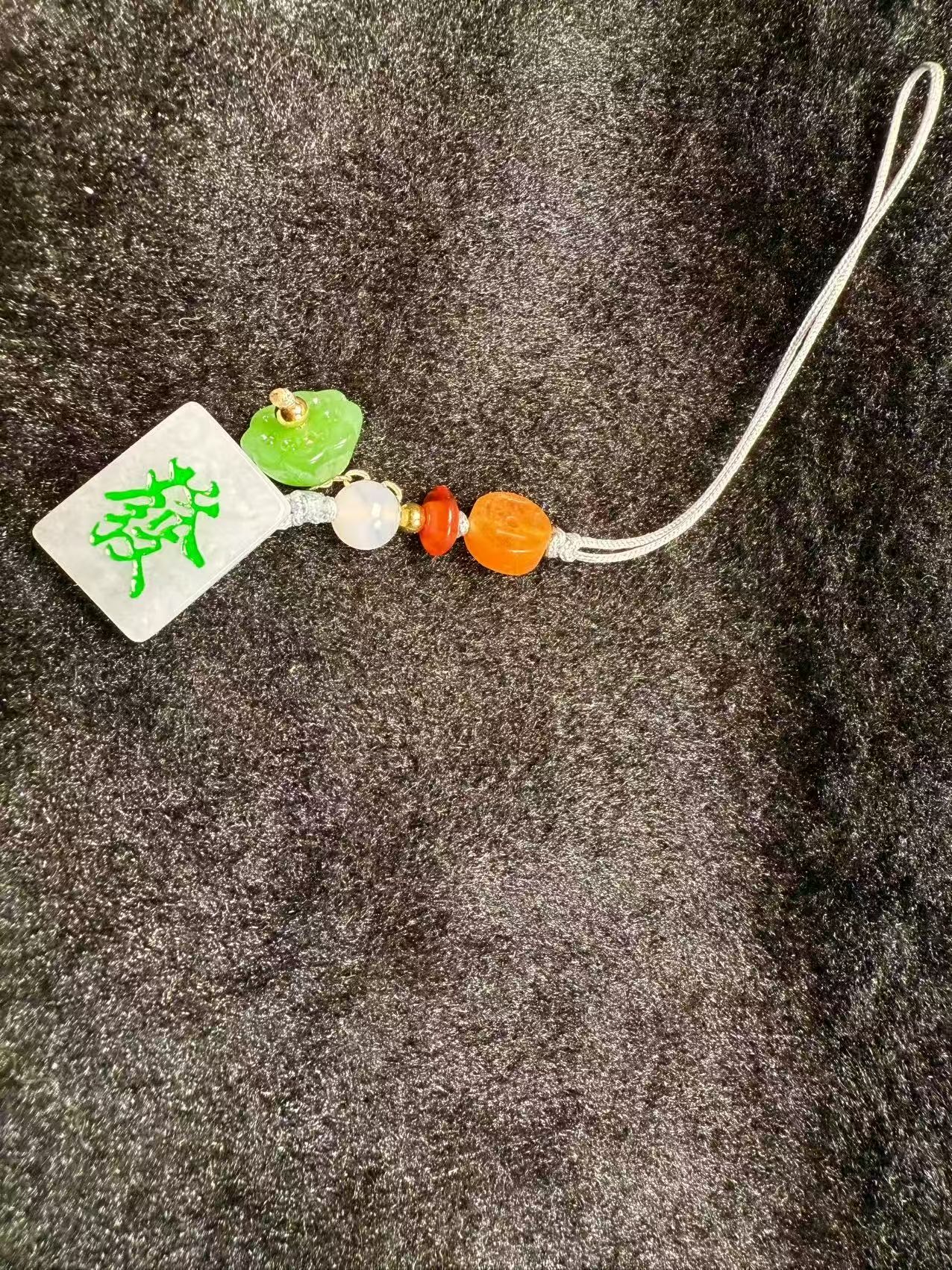 Mahjong Fa Cai Jadeite Lucky Pendant Charm