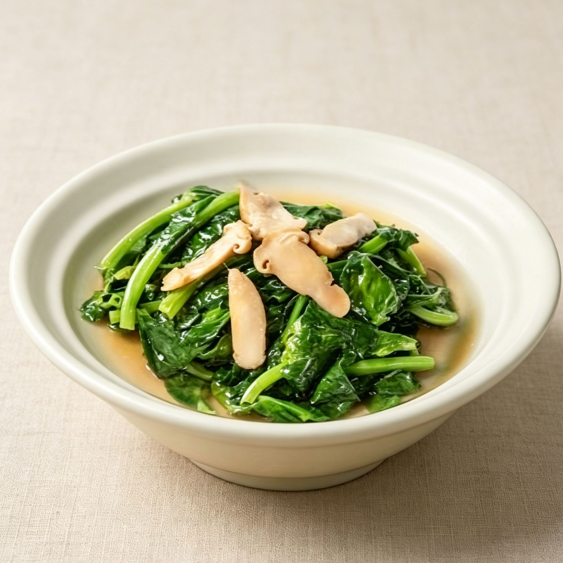 温菜：豆苗と松茸の炒め物