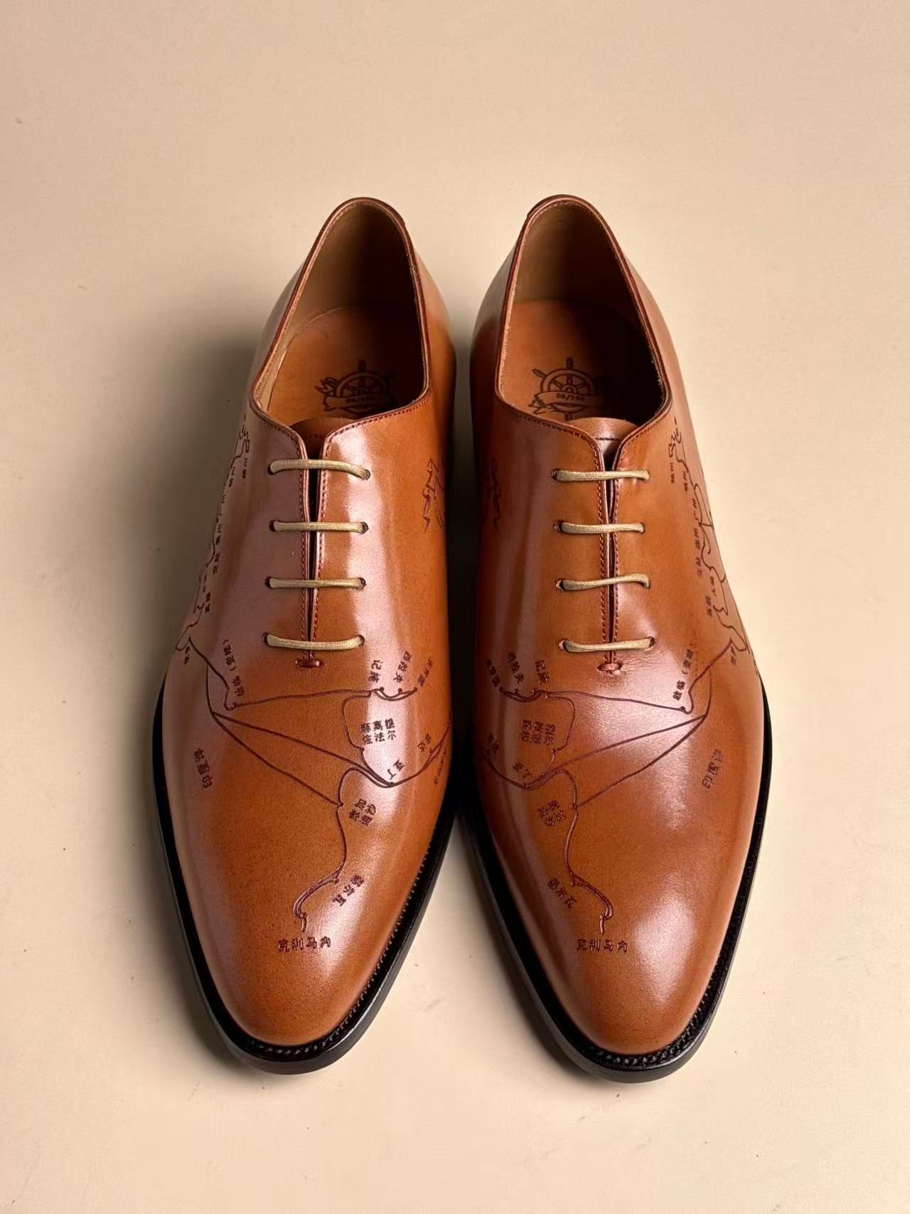 Small Round-Toe Five-Eyelet Oxford Shoes | Brown Handmade Goodyear Welted