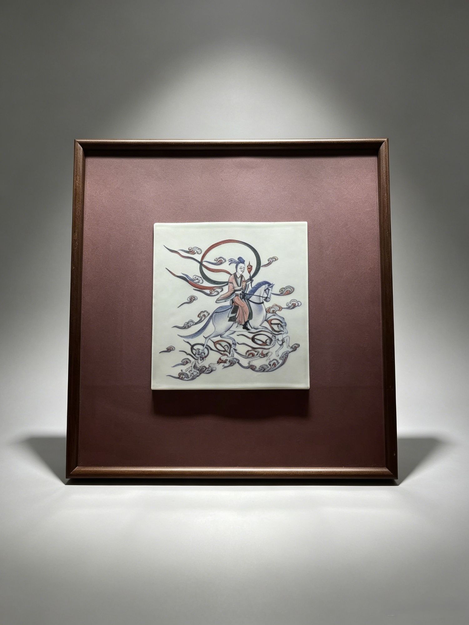 Five-Color Thangka Porcelain Art Plaque Inspired by the “Leaving the City” Buddhist Story