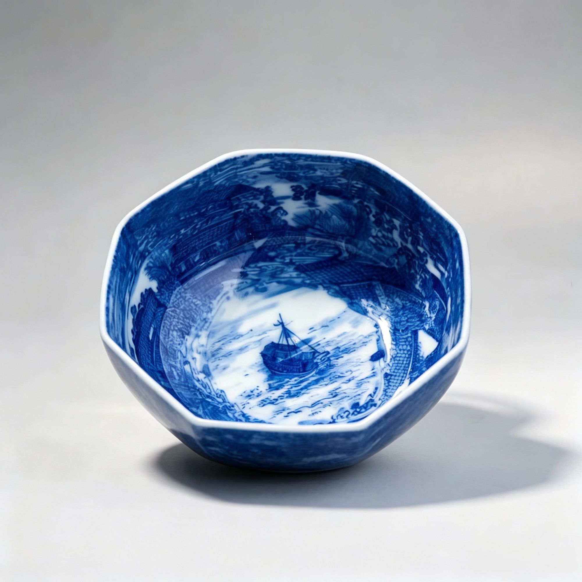 Master Hand-Painted Ceramic “Along the River During Qingming” Cup