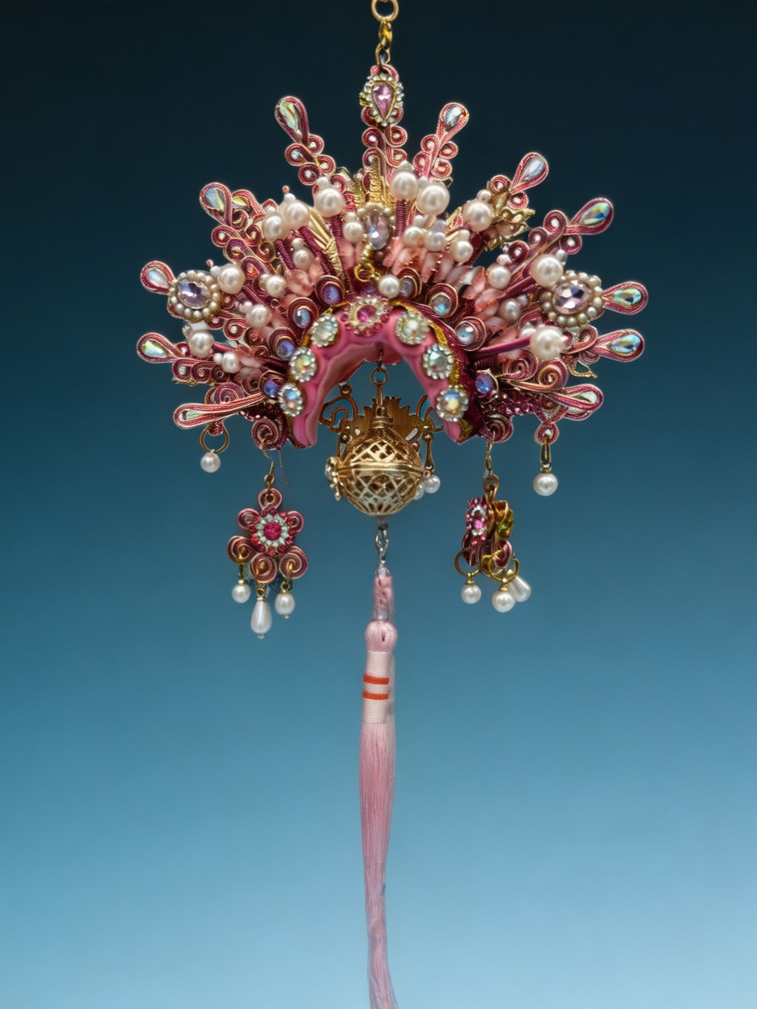 Beijing Silk Figurine Tang Doll Phoenix Crown Pendant