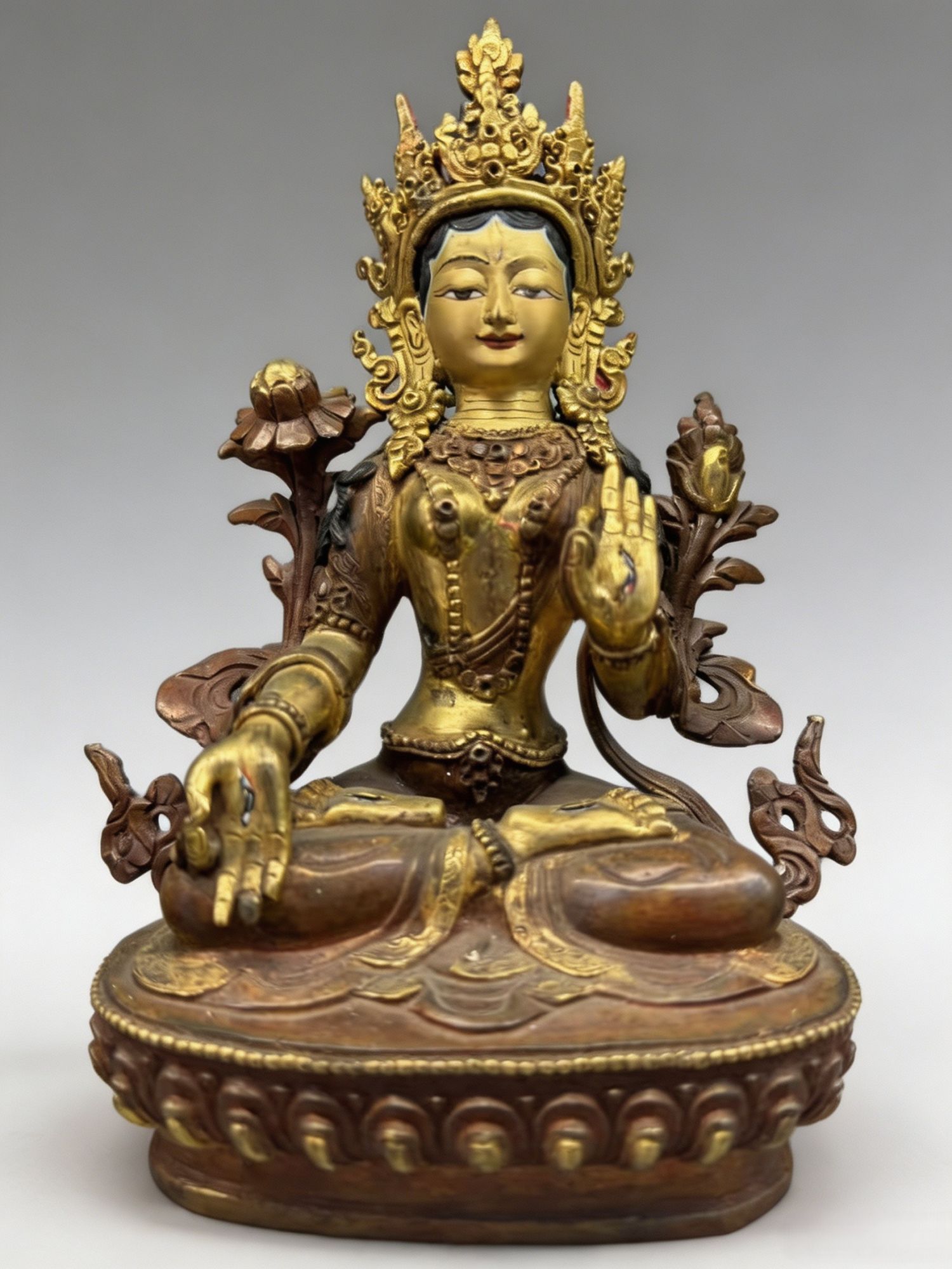 Gilt Copper White Tara Statue for Health, Longevity and Peace