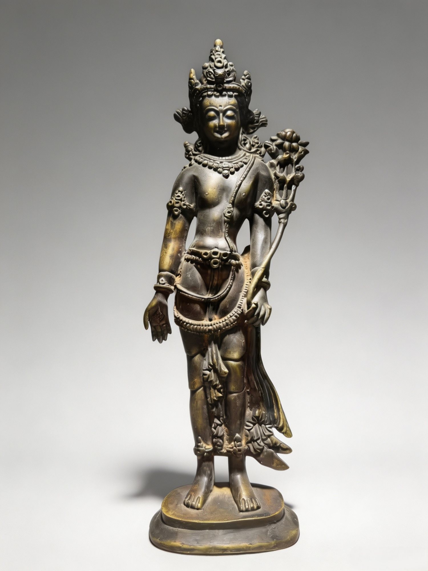 Copper Lotus-Hand Guanyin Bodhisattva Statue for Peace and Compassion