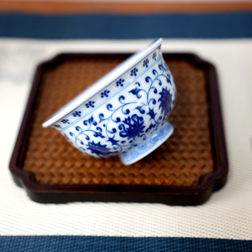 (Replica) Ming Yongle Blue-and-White Lotus Scroll Pressing-Hands Cup