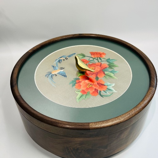 Prosperity and Longevity Beijing Embroidery Solid Wood Fruit Box