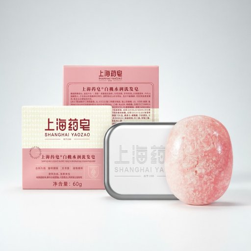 Shanghai Soap White Peach Hydrating Shampoo Bar (for Scalp Care, Dry Hair & Deep Moisture)