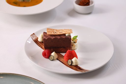 Hazelnut truffle chocolate cake with wild berry