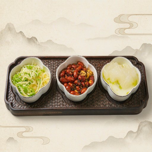 Light Appetizer Trio: Celtuce, Winter Melon & Seaweed Peanuts