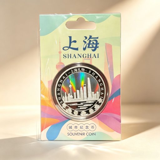 Shanghai Commemorative Coin, Silver-Tone Zinc Alloy