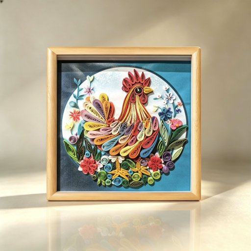 Rooster Zodiac Paper Quilling Picture
