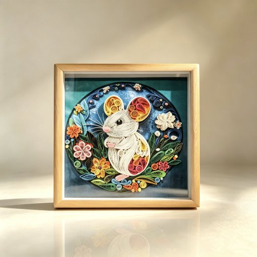 Handmade Paper Quilling Zodiac Rat Picture