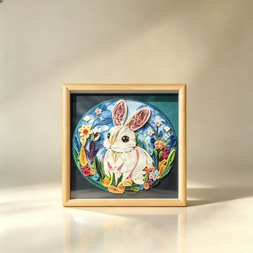 Rabbit Zodiac Paper Quilling Picture