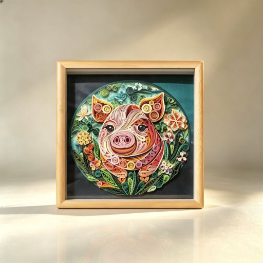 Pig Zodiac Paper Quilling Picture