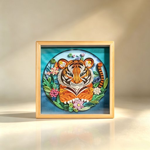 Tiger Zodiac Paper Quilling Picture