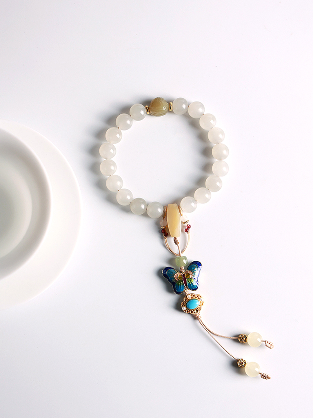Hetian Jade Brown-Sugar Jade "Honey Water" Eighteen Beads Hand-held Bracelet