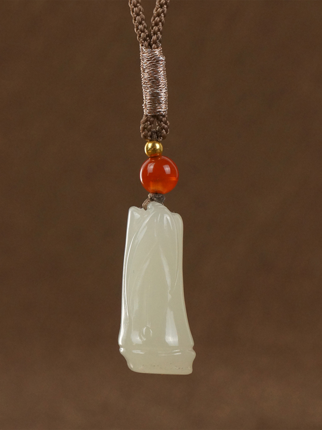 White Jade Bamboo Pendant – Symbol of Rising Success