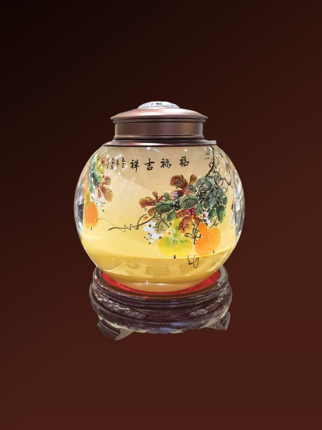 Inside-Painted Tea Caddy - Persimmon Wishes