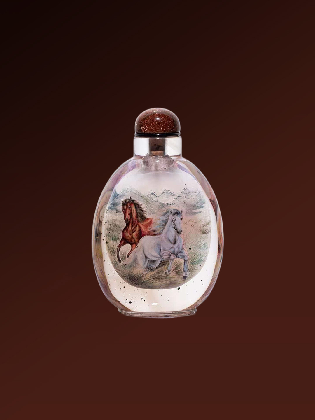 Xianye Zhai | Crystal Inside-Painted Running Horse Snuff Bottle