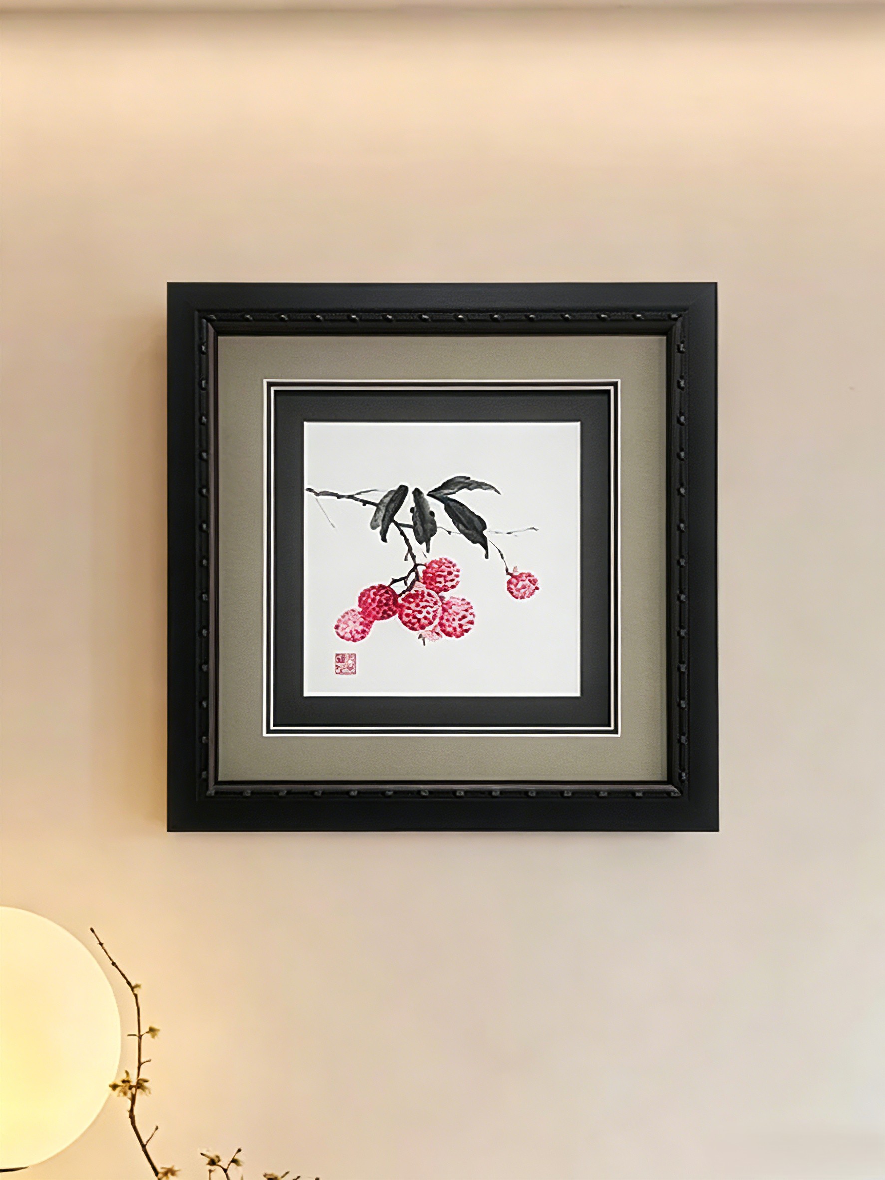 Lucky Lychee Embroidery on Mulberry Silk