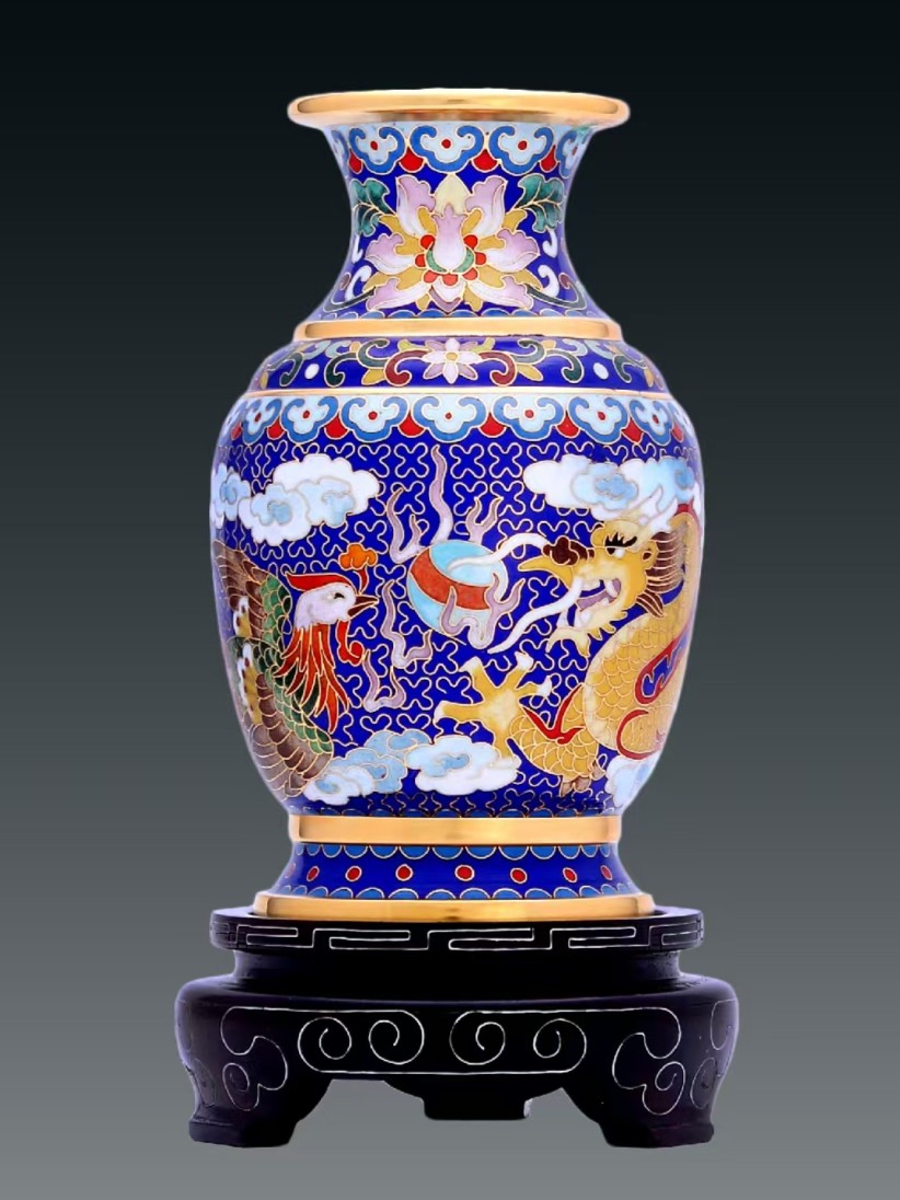 6-Inch Dragon and Phoenix Golden Dragon Vase