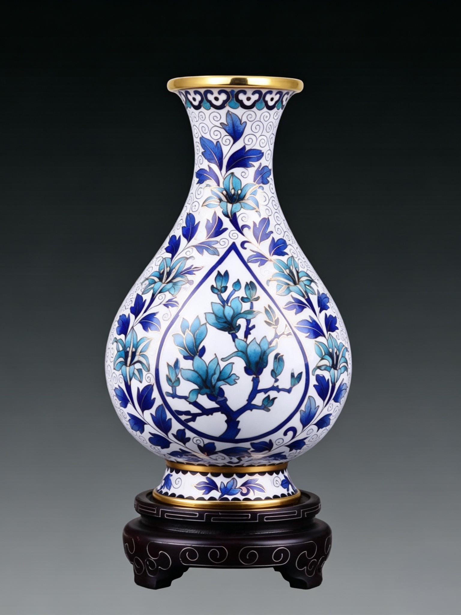 8-Inch Blue and White Lily Vase