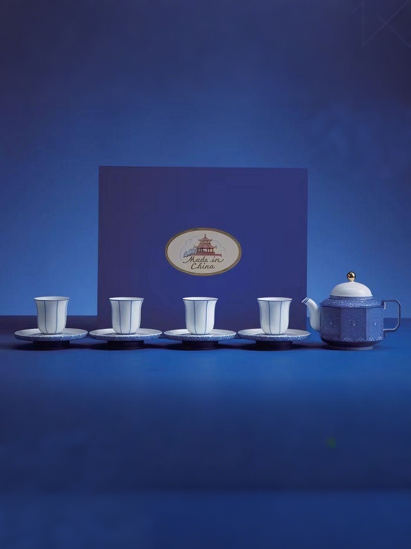 Blue and White Porcelain Tea Set