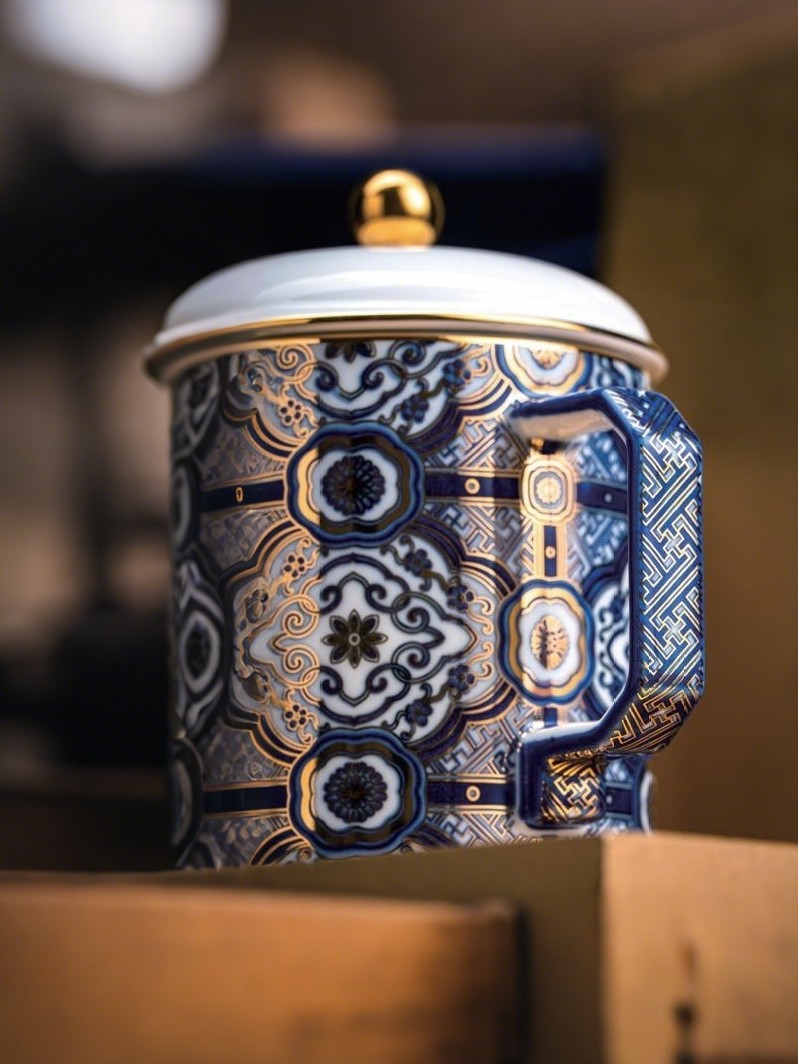 Blue and White Porcelain Office Mug